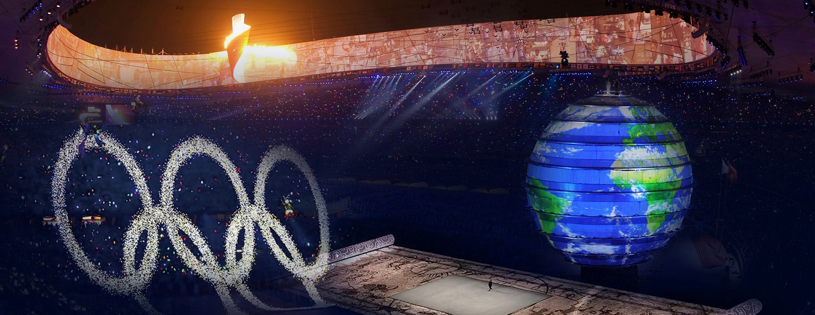 2008年北京奥运会开幕式 FUN88·乐天(中国游)打造梦幻五环、巨型LED地屏画卷、地球影像等项目